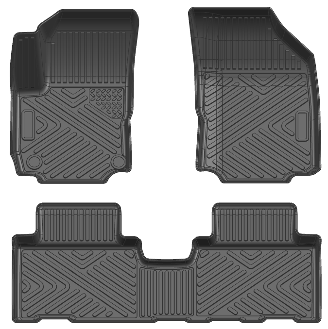 Custom Fit Floor Mats Compatible with 2018-2024 Chevrolet Equinox, Black TPE All-Weather Car Floor Liners, Front & Rear Row Set