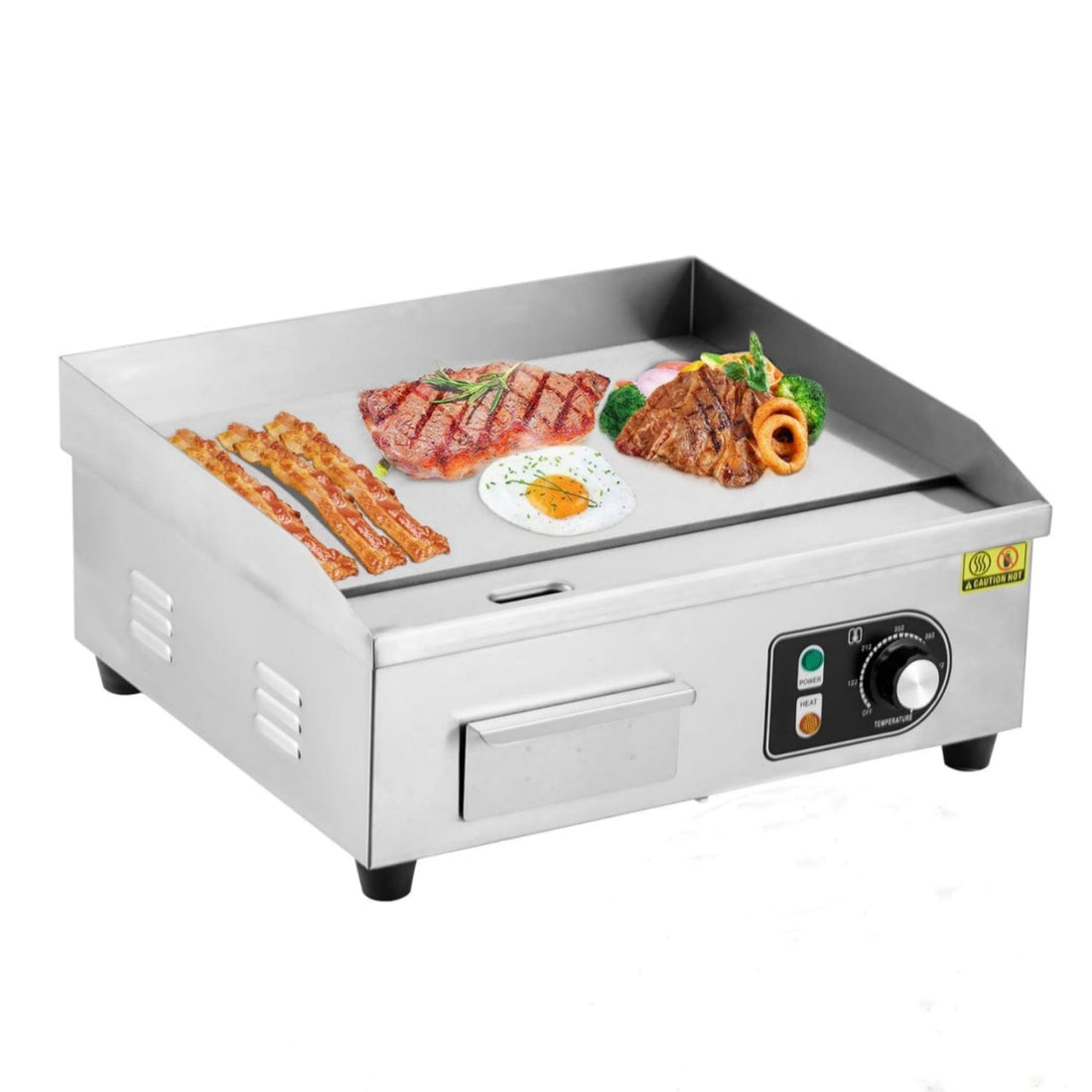 22 Inch 1600W Commercial Electric Countertop Grill, 122°F-572°F