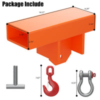 Garvee Forklift Lifting Hook Attachment, 2200 Lbs Capacity Single Mobile Forklift Crane, Forklift Lifting Hoist with Swivel Hook and Large T-Screw, Orange