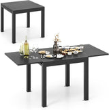 Garvee Expandable Patio Table, 31"-63" Extentable Outdoor Dining Table Set for 4-6 People, Aluminum Frame with Wood Pattern for Backyard, Deck, Dark Grey - Dark Gray