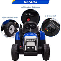 Garvee Ride - P Series: 12V Electric Tractor & Trailer for Kids, 3-6 Yrs - With RC - Blue / 25W
