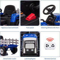 Garvee Ride - P Series: 12V Electric Tractor & Trailer for Kids, 3-6 Yrs - With RC - Blue / 25W