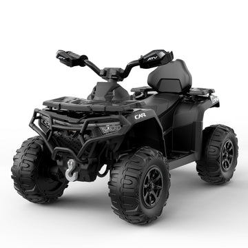 Garvee 12V Electric Ride On Car for Kids 3-8 Years, 2 * 45W Motor, Remote Control, LED Lights, Music Player & Emergency Brake, Battery Powered Cars for Toddlers & Big Kids - Black