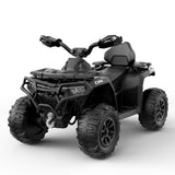 Garvee 12V Electric Ride On Car for Kids 3-8 Years, 2 * 45W Motor, Remote Control, LED Lights, Music Player & Emergency Brake, Battery Powered Cars for Toddlers & Big Kids - Black - Black