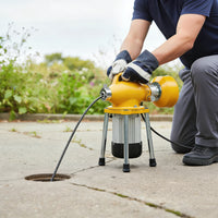 Garvee Drain Auger Sewer Snake Portable Electric Drain Cleaner with Auto Feed, 500W Motor, Steel Cables & 6 Cutters, Heavy-Duty Steel, Yellow, for 1.6-4" Pipes, Home & Professional Use