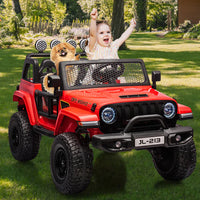 Garvee Ride - P Series: 24V 7AH Kids Ride on Truck Car 2 Seater Electric Vehicles for Toddles 2WD/4WD Switchable Battery Powered Cars with Remote Control, 4-Wheeler Suspension, LED Lights, MP3, Back Storage - Red