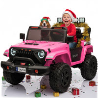 Garvee Ride - P Series: 24V Ride On Car, 4WD 2 Seater Kids' Electric Vehicle Truck with Remote Control, Adjustable Footwell Ride On Truck, 3 Speeds, Led Lights, Bluetooth, Pink