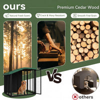 Garvee Large Outdoor Cedar Wood Dog House, Weatherproof Dog Kennel with Roof, Rear Door, Secure Lock & Built-in Storage Outdoor Safe Pet Shelter for Medium to Large Dogs, Black