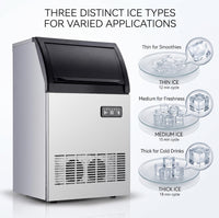 GARVEE 100Lbs/24H Commercial Ice Maker Machine, Stainless Steel Undercounter Ice Machine with Dual Tap & Bottle Water Inlet, 33Lbs Storage Bin for Home Bar, Cafe, Restaurant & Office