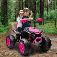 Garvee Ride - P Series: 24V 2-Seater Ride On ATV for Kids - 4-Wheel Battery Powered, High/Low Speed Modes, LED Lights, Music & Horn, Durable Wear-Resistant Wheels, Safe Non-Toxic Material, Outdoor Adventure - Pink