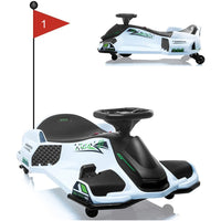 Garvee Ride - P Series: 12V Kids Ride on Drift Car for Kids, 7ah 45W Motor Electric Drifting Go-Kart Up to 5 mph Variable Speed, Built-in Music,Colorful Tail LED Light,USB,Low-Power Alarm,Max Load 110lbs, Blue - White