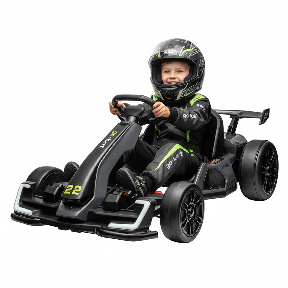 Garvee Ride - G Series: 24V Electric Go Kart, with 300W Strong Motor, Drift/Sport Mode, Big Battery, Eva Tire,Length Adjustment for Outdoor Racing Toy-Grey