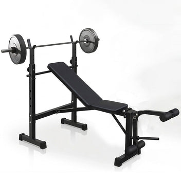 Garvee Olympic Adjustable Weight Bench Set + Bench Press with Squat Rack + Thickened Metal Tubes + Preacher Curl Pad + Soft Leather Cushion + Foldable Design + Home Gym Use