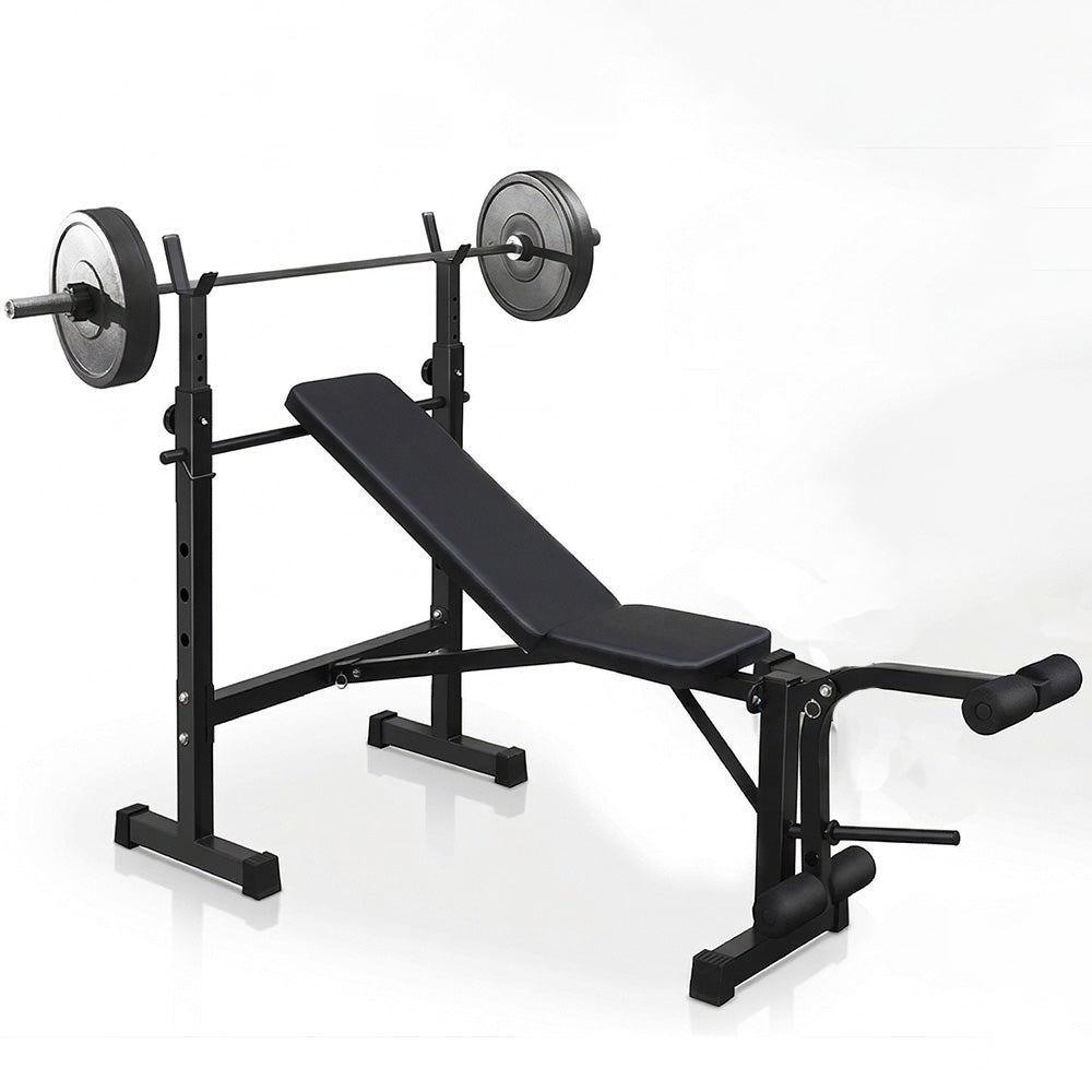 Garvee Olympic Adjustable Weight Bench Set + Bench Press with Squat Rack + Thickened Metal Tubes + Preacher Curl Pad + Soft Leather Cushion + Foldable Design + Home Gym Use
