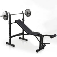 Garvee Olympic Adjustable Weight Bench Set + Bench Press with Squat Rack + Thickened Metal Tubes + Preacher Curl Pad + Soft Leather Cushion + Foldable Design + Home Gym Use