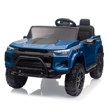 Garvee Ride - P Series: 24V Kids Ride On Car 2 Seater Electric Ride On Toy for Toddlers Battery Powered Truck Car With Remote Control, Battery Display, Handle, Trunk, LED Lights, Music (Blue)