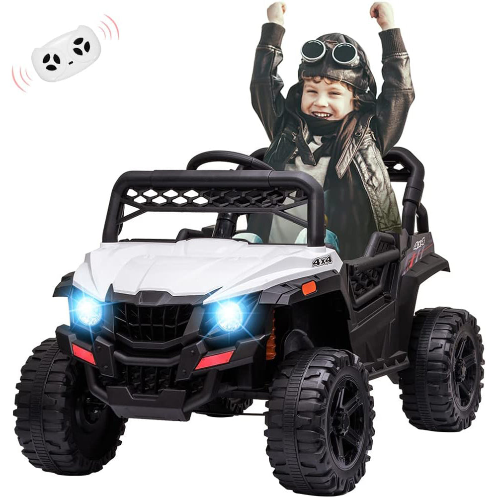 Garvee Ride - P Series: 12V Kids Car: Ride-On Truck, Remote, Suspension, LED, 1.8-3.7 MPH, MP3, Engine Sound, ASTM Certified, for 3-7 Years - White