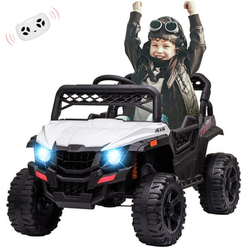 Garvee Ride - P Series: 12V Kids Car: Ride-On Truck, Remote, Suspension, LED, 1.8-3.7 MPH, MP3, Engine Sound, ASTM Certified, for 3-7 Years - White