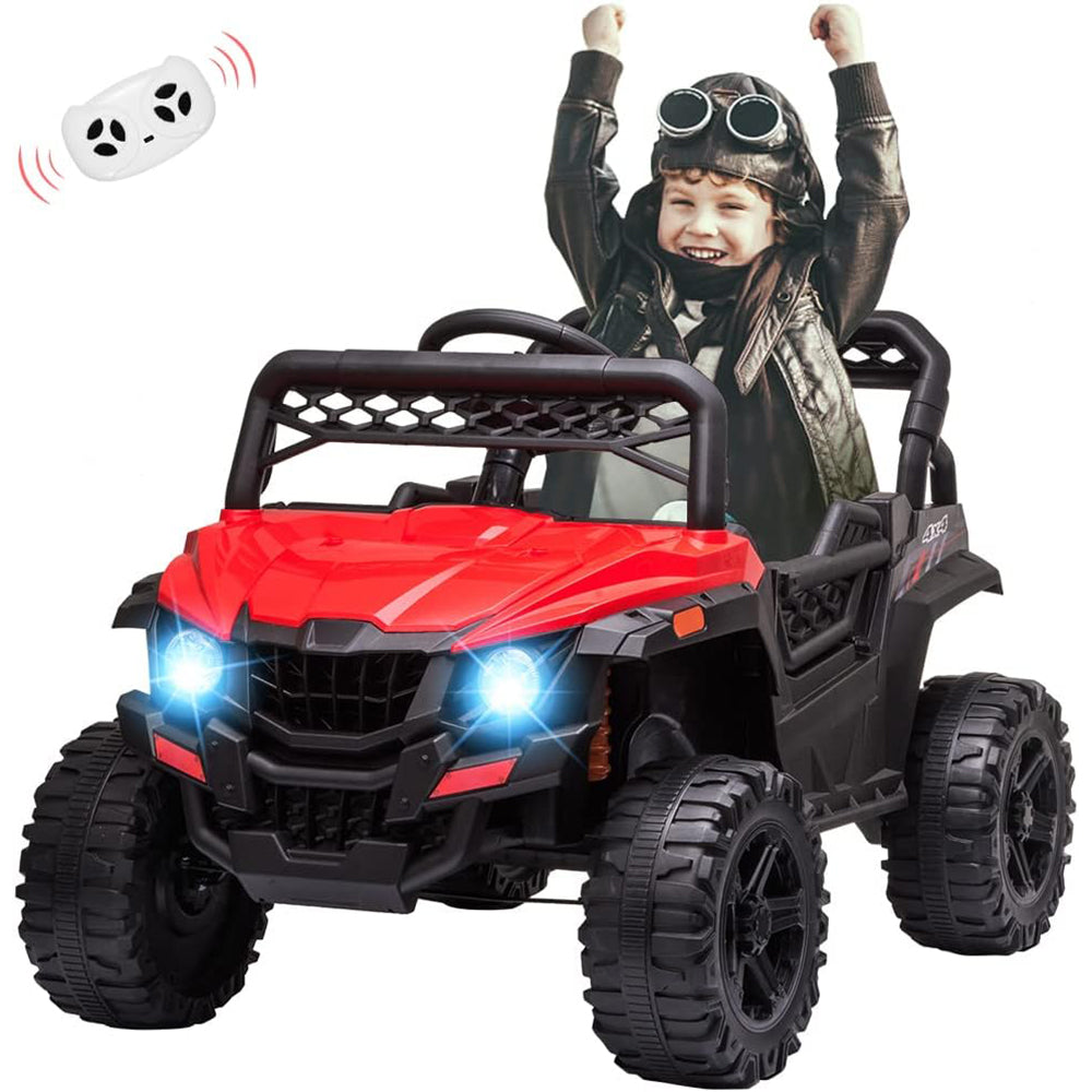 Garvee Ride - P Series: 12V Kids Car: Ride-On Truck, Remote, Suspension, LED, 1.8-3.7 MPH, MP3, Engine Sound, ASTM Certified, for 3-7 Years - Red