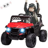 Garvee Ride - P Series: 12V Kids Car: Ride-On Truck, Remote, Suspension, LED, 1.8-3.7 MPH, MP3, Engine Sound, ASTM Certified, for 3-7 Years - Red - Red