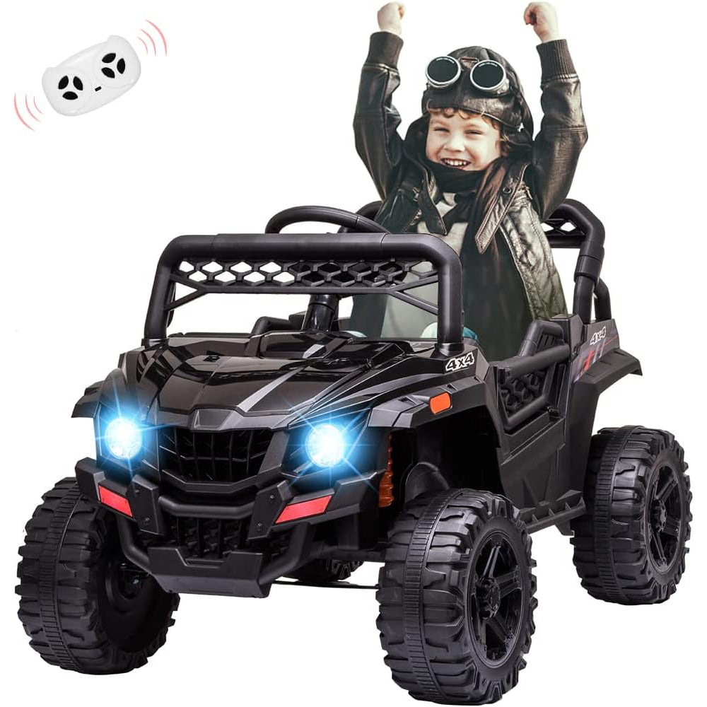 Garvee Ride - P Series: 12V Kids Car: Ride-On Truck, Remote, Suspension, LED, 1.8-3.7 MPH, MP3, Engine Sound, ASTM Certified, for 3-7 Years - Black