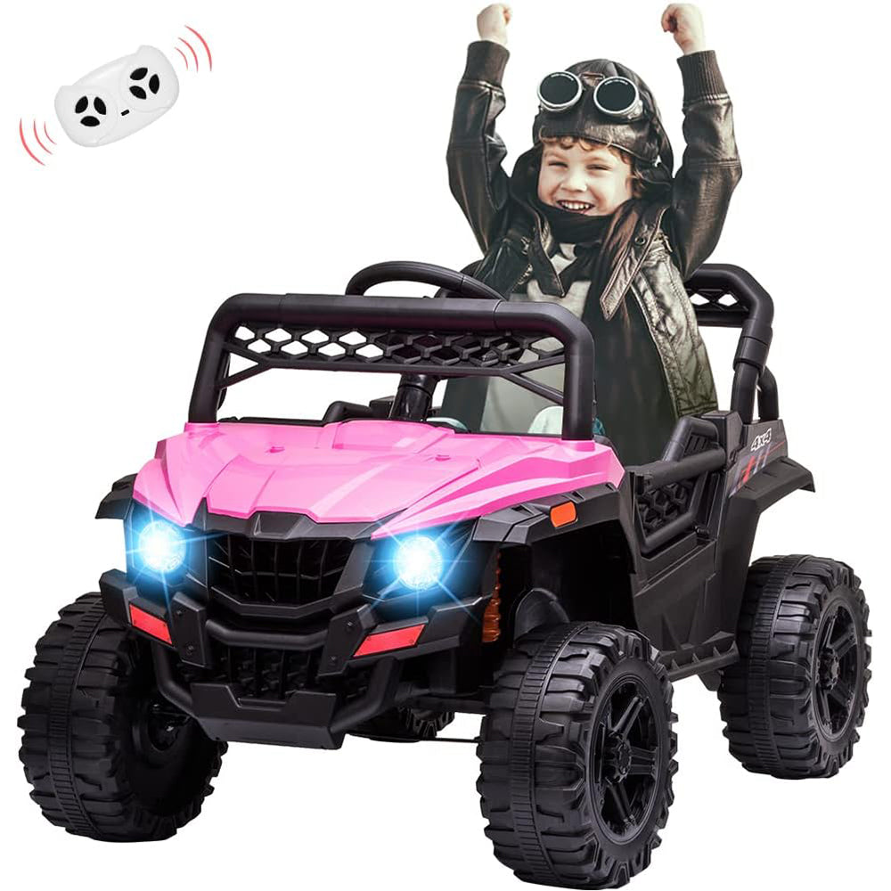 Garvee Ride - P Series: 12V Kids Car: Ride-On Truck, Remote, Suspension, LED, 1.8-3.7 MPH, MP3, Engine Sound, ASTM Certified, for 3-7 Years - Pink
