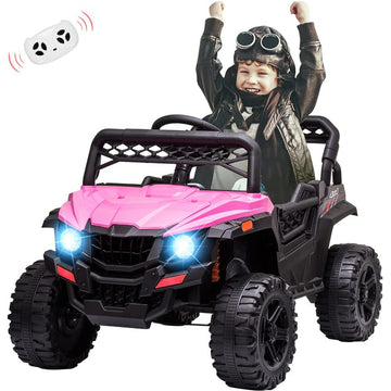 Garvee Ride - P Series: 12V Kids Car: Ride-On Truck, Remote, Suspension, LED, 1.8-3.7 MPH, MP3, Engine Sound, ASTM Certified, for 3-7 Years - Pink