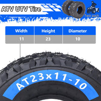 Set of 2  ATV Trail Tires 6PR Knobby Sport Tires, Tubeless
