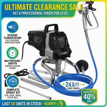 Garvee Stand Airless Paint Sprayer - High-Efficiency, Thinning-Free Design with Minimal Overspray, Includes Extension Rod for Home Exterior & Interior DIY Painting Projects