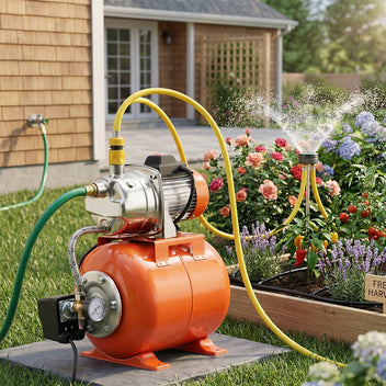 Garvee 1.6HP Shallow Well Pump with Pressure Tank, Stainless Steel, 115V Irrigation Pump, Automatic Water Booster Jet Pump for Home, Garden, Lawn