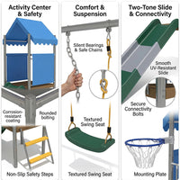Garvee Kids Outdoor Playset with Dual Swings, Slide & Basketball Hoop, Galvanized Steel Frame Playground Equipment for Backyard, Garden & Outdoor Play Swing Playset Accessories