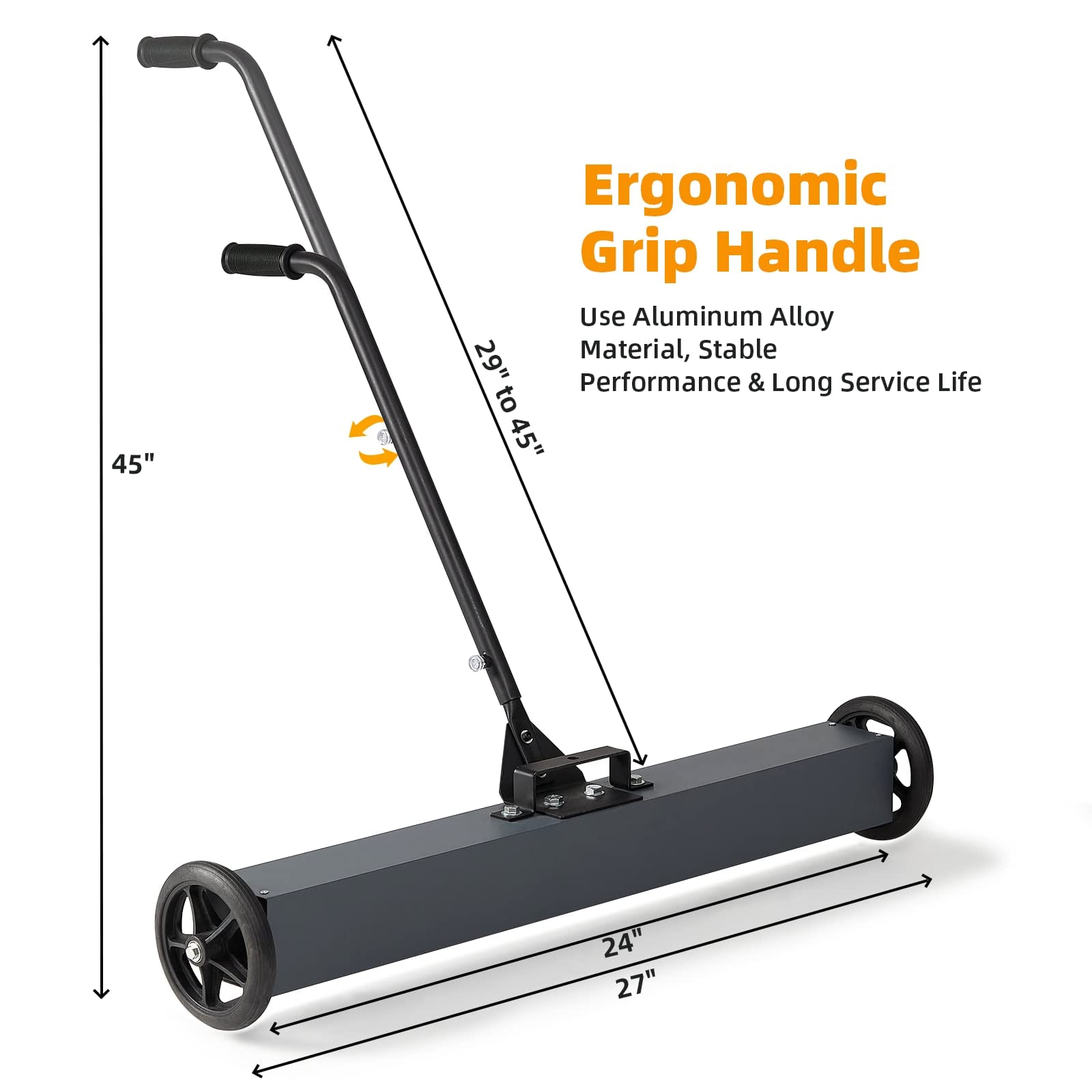 24 Inch Rolling Magnetic Sweeper, 33Lbs Capacity, with Wheels