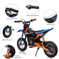 Garvee Ride - T Series: 24V Kids Electric Dirt Motorcycle for Kids Ages 13+, 250W Electric Off-Road Motorcycle,Up to 13.6MPH, Twist Grip Throttle,Metal Suspension,Air-Filled Tires,Leather Seat - Blue