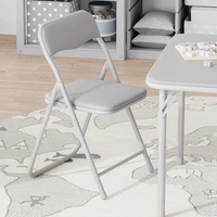 Garvee Boys and Girls Folding Table and Chairs Set of 3, Portable Table and Chair with Pu Soft Cushion, No Installation Required, Suitable for Eating, Reading and Playing, Grey