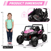 Garvee Ride - P Series: 12V Toy Electric Truck Utv with Large Wide Seat and Remote Control, Led Lights, Wireless Connection, Music, 2 Spring Suspension for 3-8 Boys & Girls