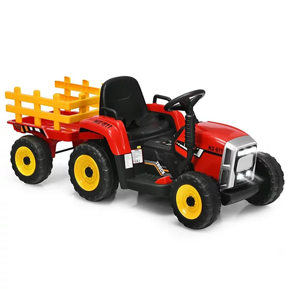 Garvee Ride - P Series: 12V Electric Tractor & Trailer for Kids, 3-6 Yrs - With RC - Red / 25W