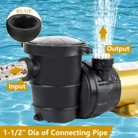 Garvee 1.5HP Swimming Pool Pump Single Speed In/Above Ground Water Pump,115V 5568GPH & High Flow, Powerful Primming Swimming Pool Pumps with Filter Basket, Low Noise for Family
