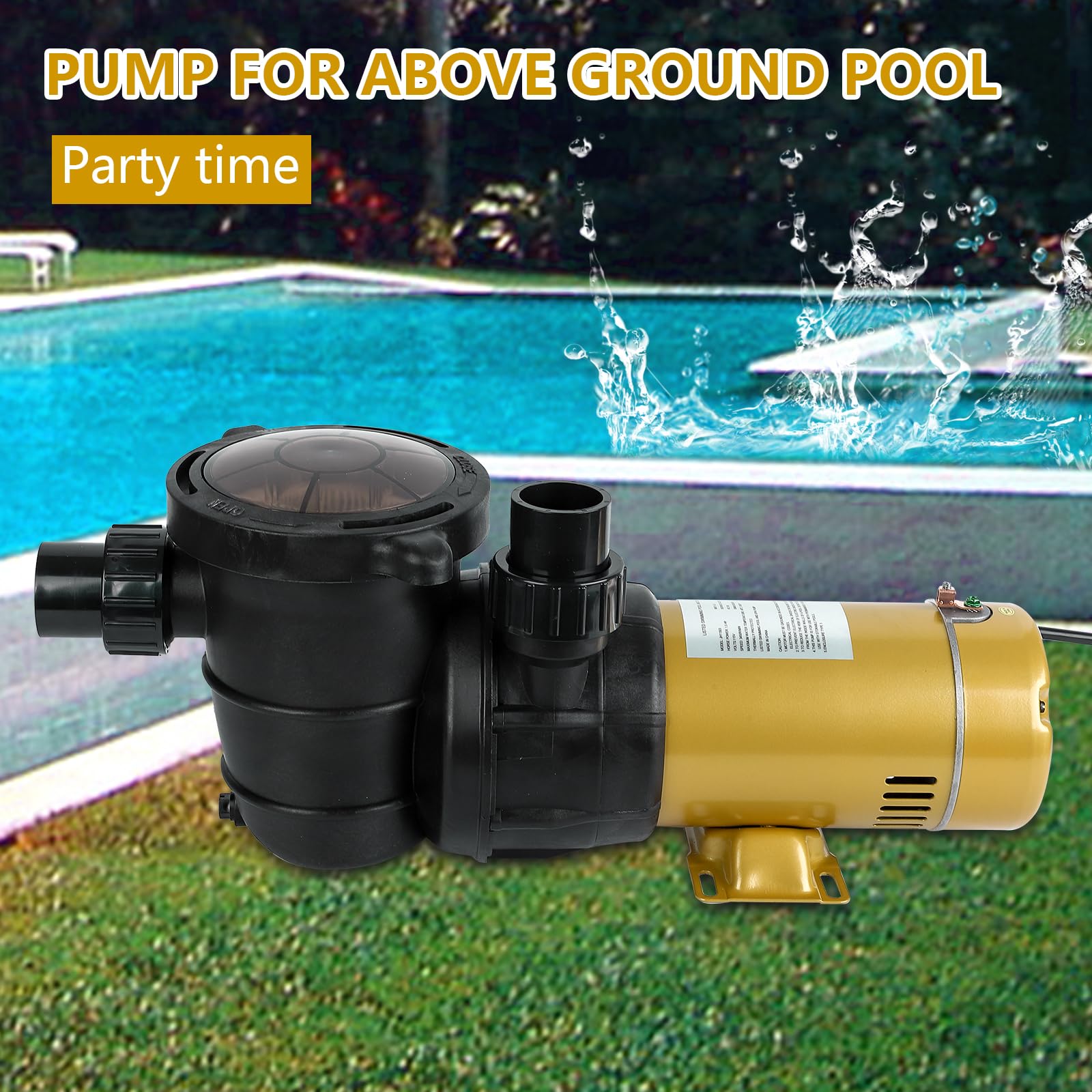 Garvee 1.5HP Swimming Pool Pump Single Speed In/Above Ground Water Pump,115V 5568GPH & High Flow, Powerful Primming Swimming Pool Pumps with Filter Basket, Low Noise for Family