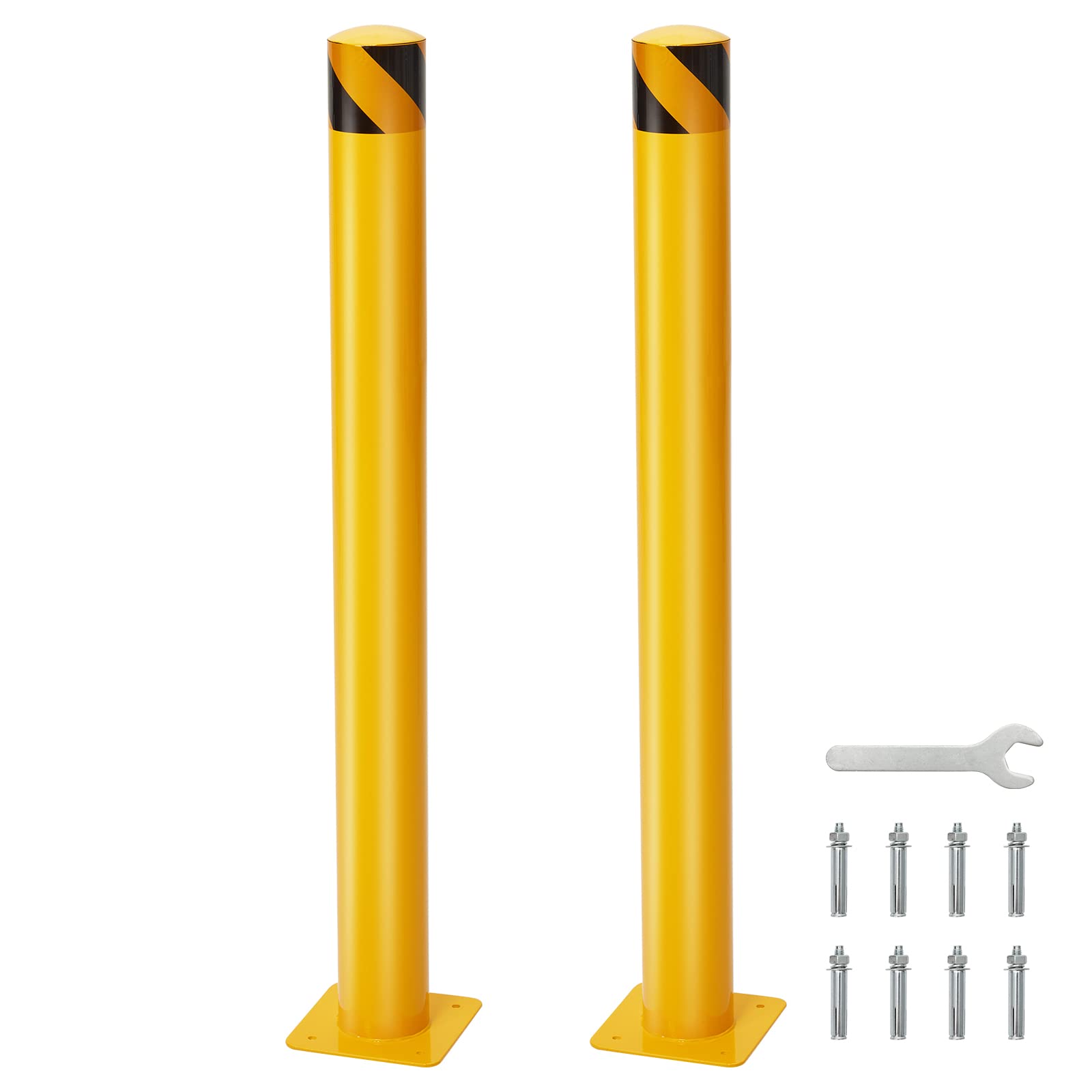 2 Pack 36" Yellow Safety Bollards for Driveway & Parking