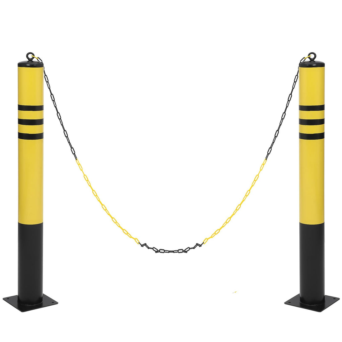 42 Inch Safety Bollard,Height Bollard Post,4.5 Inch OD Safety Barrier Bollard,Yellow Powder Coat Pipe Steel Safety Barrier with 8 Free Anchor Bolts,Perfect for Traffic-Sensitive Area,2 Packs