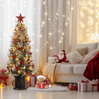 Garvee 4.5ft Xmas Tree Set of 2, Pre Lit Snow Flocked Artificial Christmas Tree with 200 LED Lights & 8 Lighting Modes, Premium Christmas Pine Tree for Christmas Decoration, Yard, Home, Office
