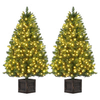 Garvee 4.5ft Christmas Tree with 300 LED Lights, 8 Lighting Modes, Pre-Lit Artificial Fiber Optic Xmas Tree, Potted Christmas Tree Decoration for Home, Office, and Hallways - 2 PCS