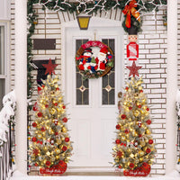 Garvee 4.5 ft Prelit Snow Flocked Christmas Tree with Sleigh Ride Base, Artificial Xmas Tree with 200 Lights, 12 Ball Ornaments, Small Christmas Tree for Home, Office