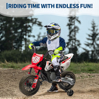 Garvee Ride - P Series: 12V Kids Electric Dirt Bike, 25W*2 Motor, Twist Grip Throttle, Spring Suspension, Training Wheels, Ride-On Toy - Red
