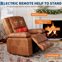 Garvee PU Leather Power Lift Recliner Chair with Massage and Heat, 8-Point Vibration, Adjustable Back and Leg Support, Electric Lift Chair Designed for Mobility Aid Elderly Relaxation, Brown