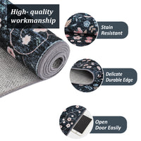 Garvee Area Rugs Washable Floral Rugs for Living Room Non Slip Low Pile Carpet for Office Bedroom Kids Room Bedside