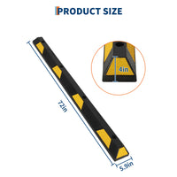 Garvee 72 Inch Heavy Duty Rubber Parking Curb with Yellow & Black Reflective Strips, Non-Slip Surface, Pre-Drilled Holes, Durable Wheel Stopper for Garage Driveways & Parking Lots