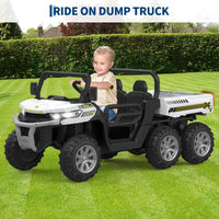 Garvee Ride - P Series: 2-Seater Ride on Car,6X6 24V Kids Ride On Dump Truck with Remote Control Electric Utility Vehicles UTV Battery Powered 6 Wheeler, for 3 years and up - White
