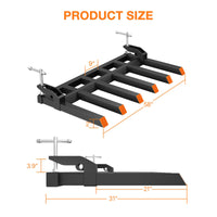 Garvee Heavy-Duty Clamp On Debris Forks for Tractor Bucket 58" 4000 Lbs Capacity Powder-Coated Alloy Steel Double Nut Construction Two Chain Holes for Farm, Warehouse, Construction