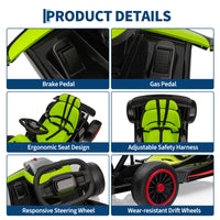 Garvee Ride - G Series: 6+,24V Drift Kart with 2X150W Strong Motor, 7AH Big Battery, Electric Pedals, Electric Go Kart Outdoor Race Toy - Green